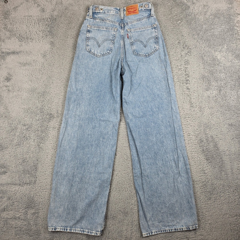 Levis Cinch Baggy Jeans Women 24 Blue Light Wash Barrel High Rise Wide Leg Denim - Picture 4 of 13